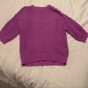 Jcrew Elbow-sleeve sweater with crocheted shoulder buttons